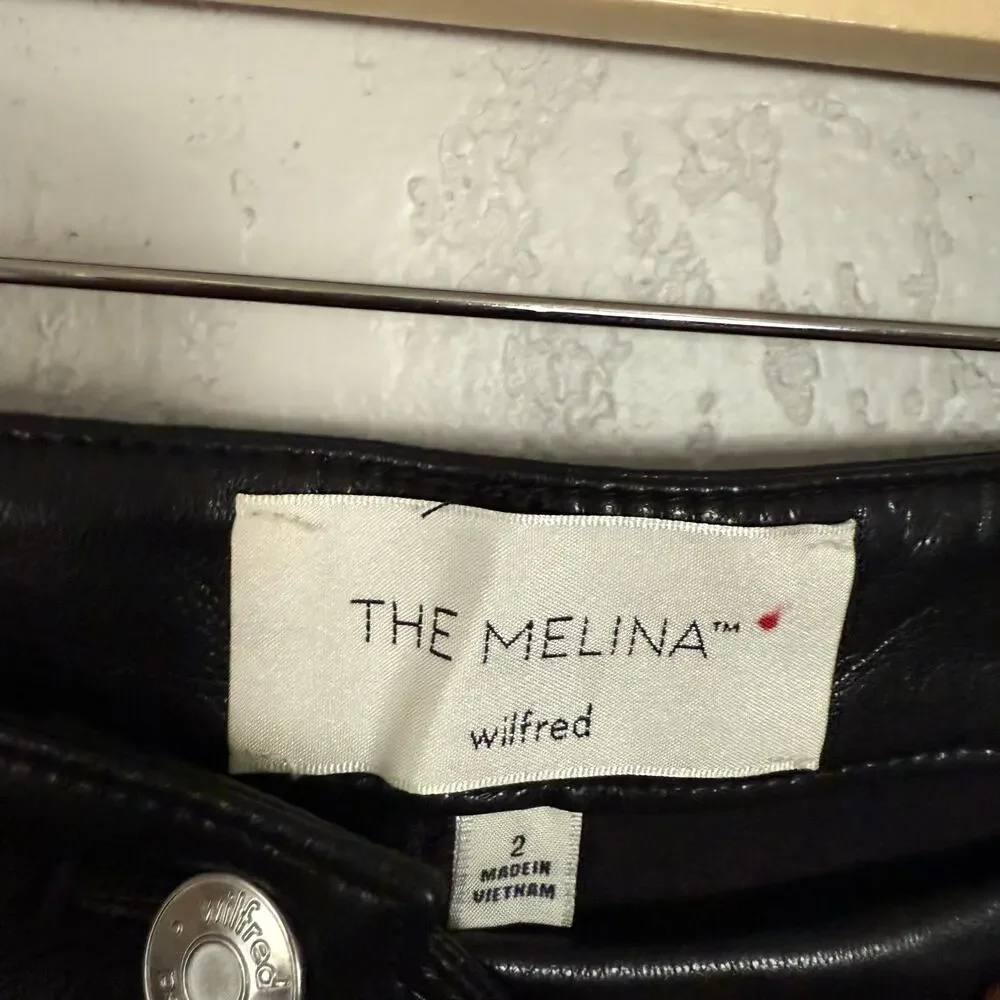 NWT Aritzia Wilfred The Melina Faux Leather Pants Vegan Black Size 2 - Picture 7 of 8